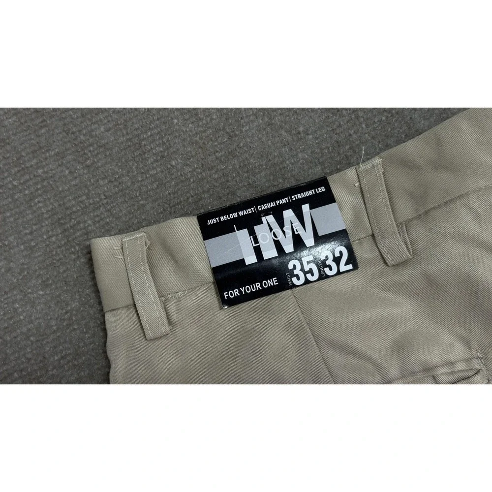 FOR YOUR ONE Pants Mens 35x32 Beige Loose Dress Straight Leg Pleated‎ Casual